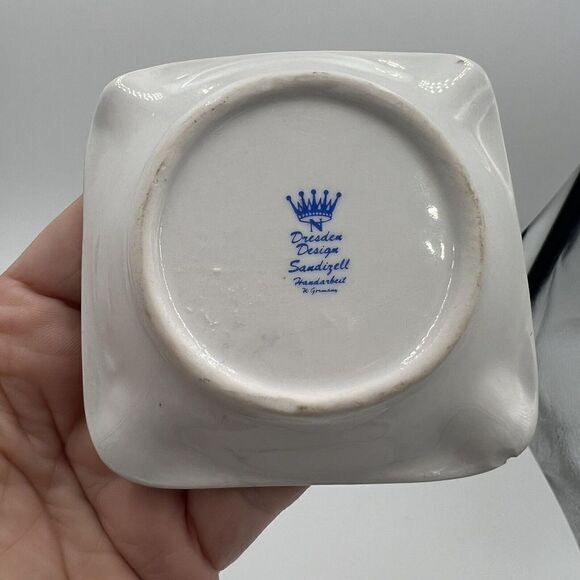 DRESDEN BIRD ASHTRAY Hand Painted 14K Gold Small Chip MINI Porcelain Germany - Picture 5 of 8